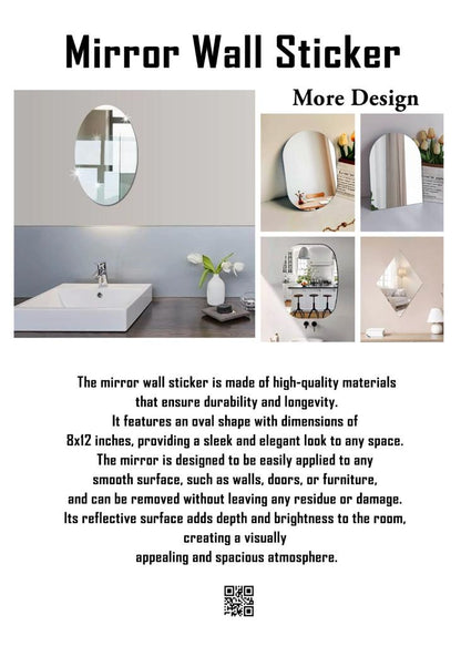 Oval Bathroom House Mirror Acrylic Wall Stickers 200×300