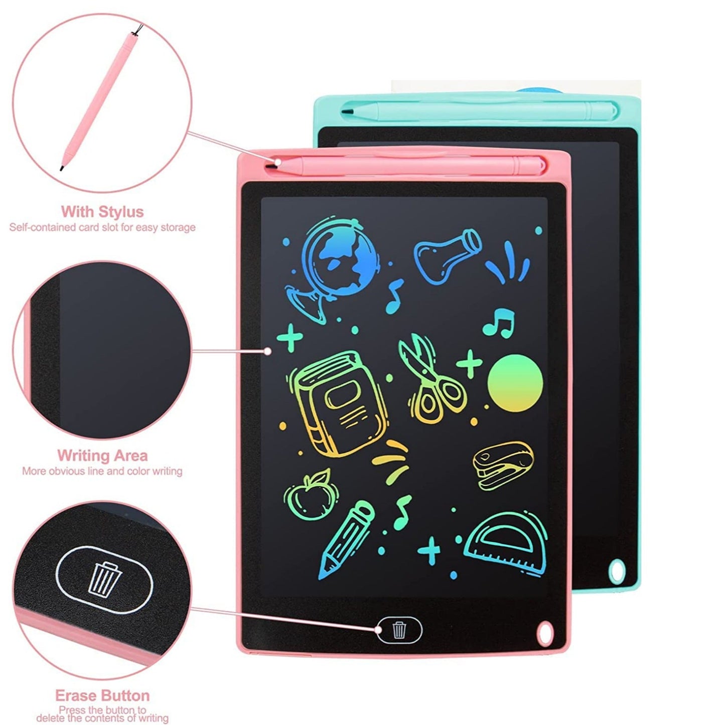 LCD Writing Tablet, Single Color Drawing Tablet with Protect Cover, Kids Drawing Pad Doodle Board